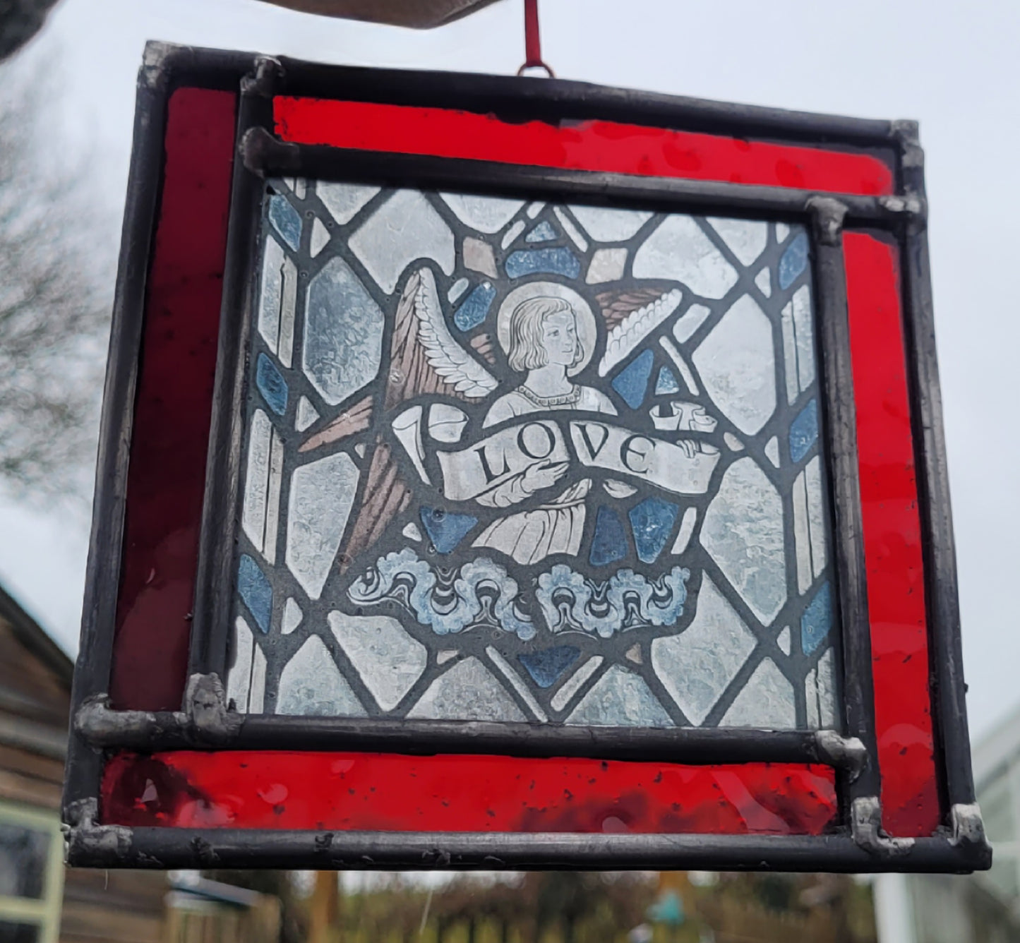 Angel Love stained glass panel