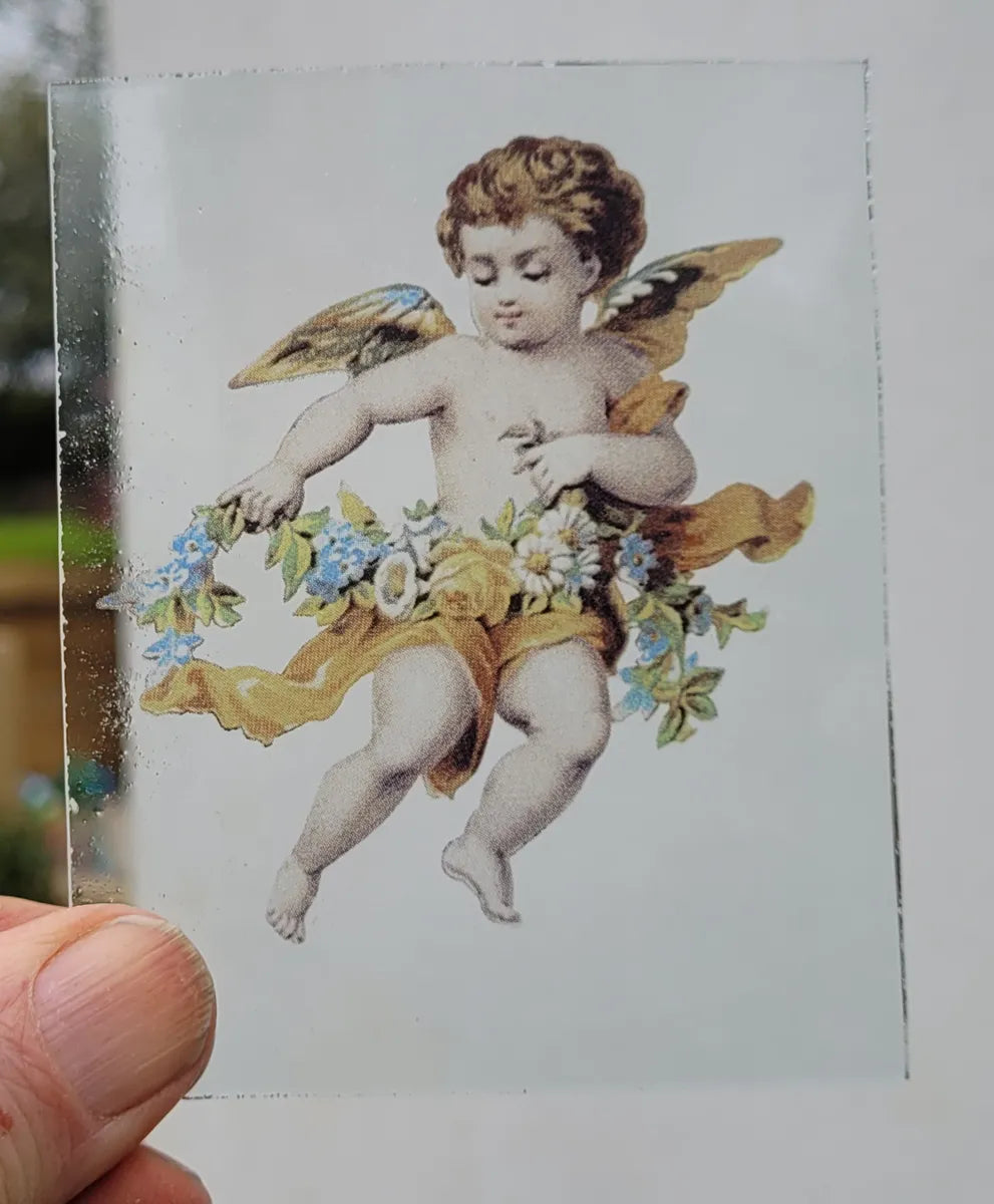 Angel / Cherub with flowers #2 kiln fired piece for stained glass