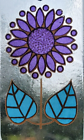 Flower retro blue stained glass panel