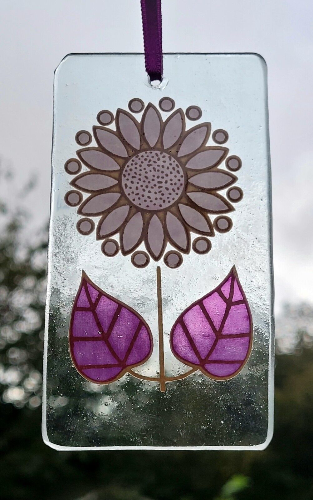 Flower retro Suncatcher lilac sun catcher stained glass