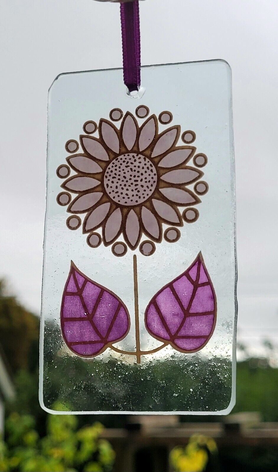 Flower retro Suncatcher lilac sun catcher stained glass