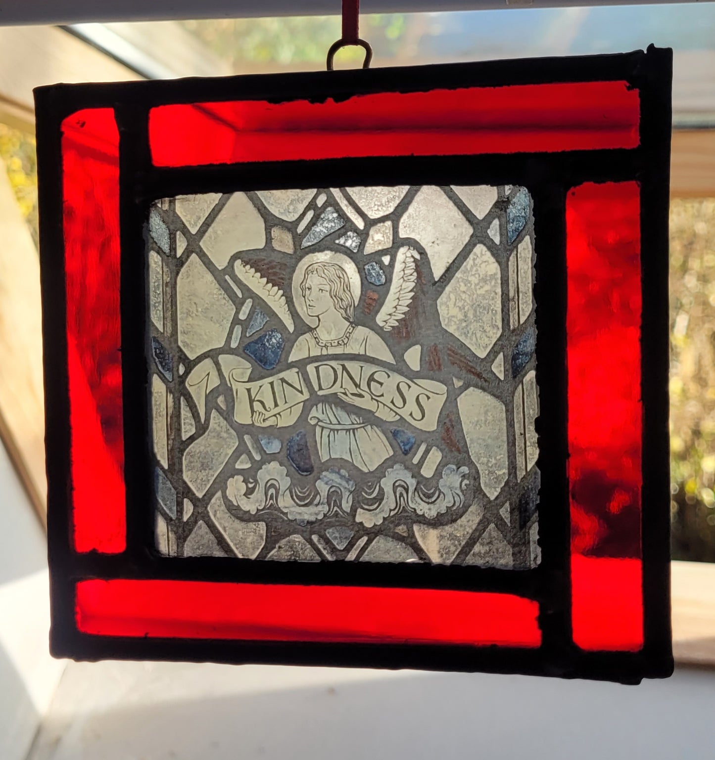 Angel Kindness stained glass panel