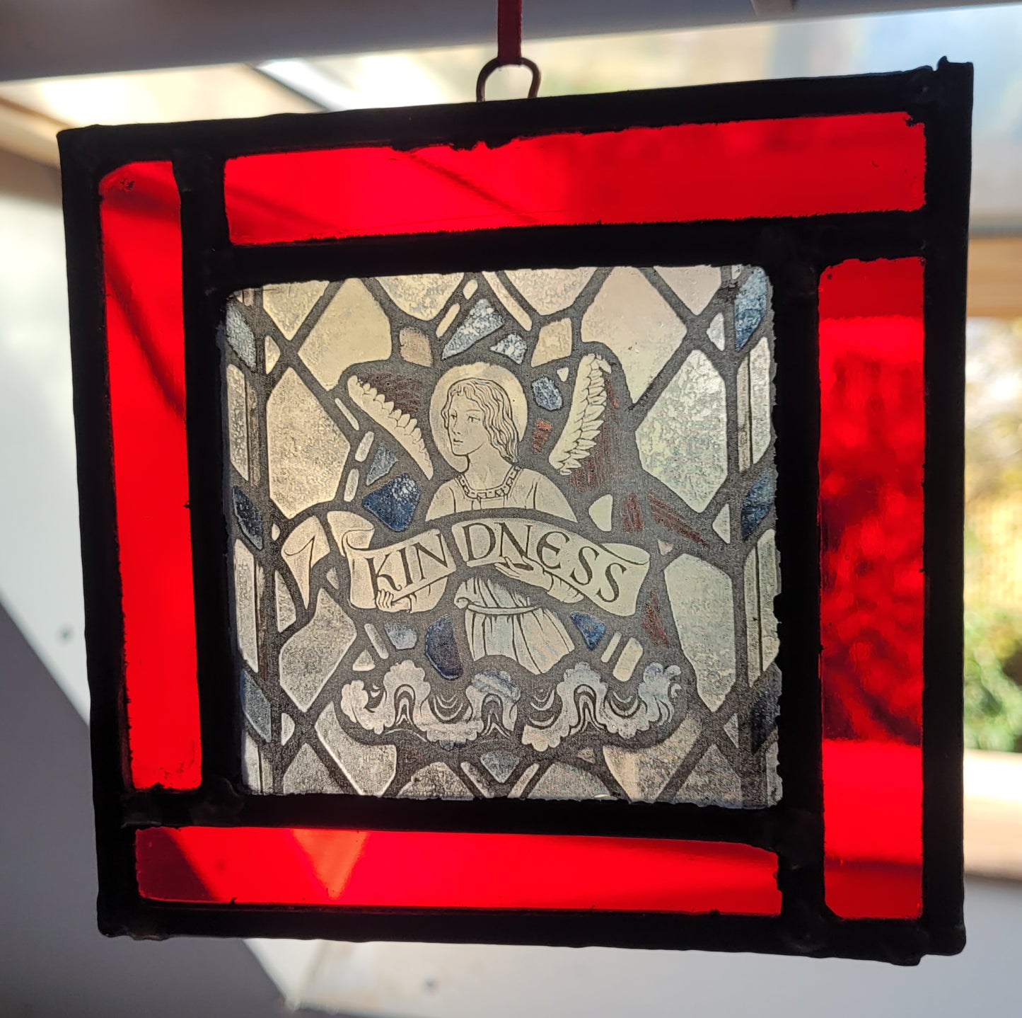 Angel Kindness stained glass panel