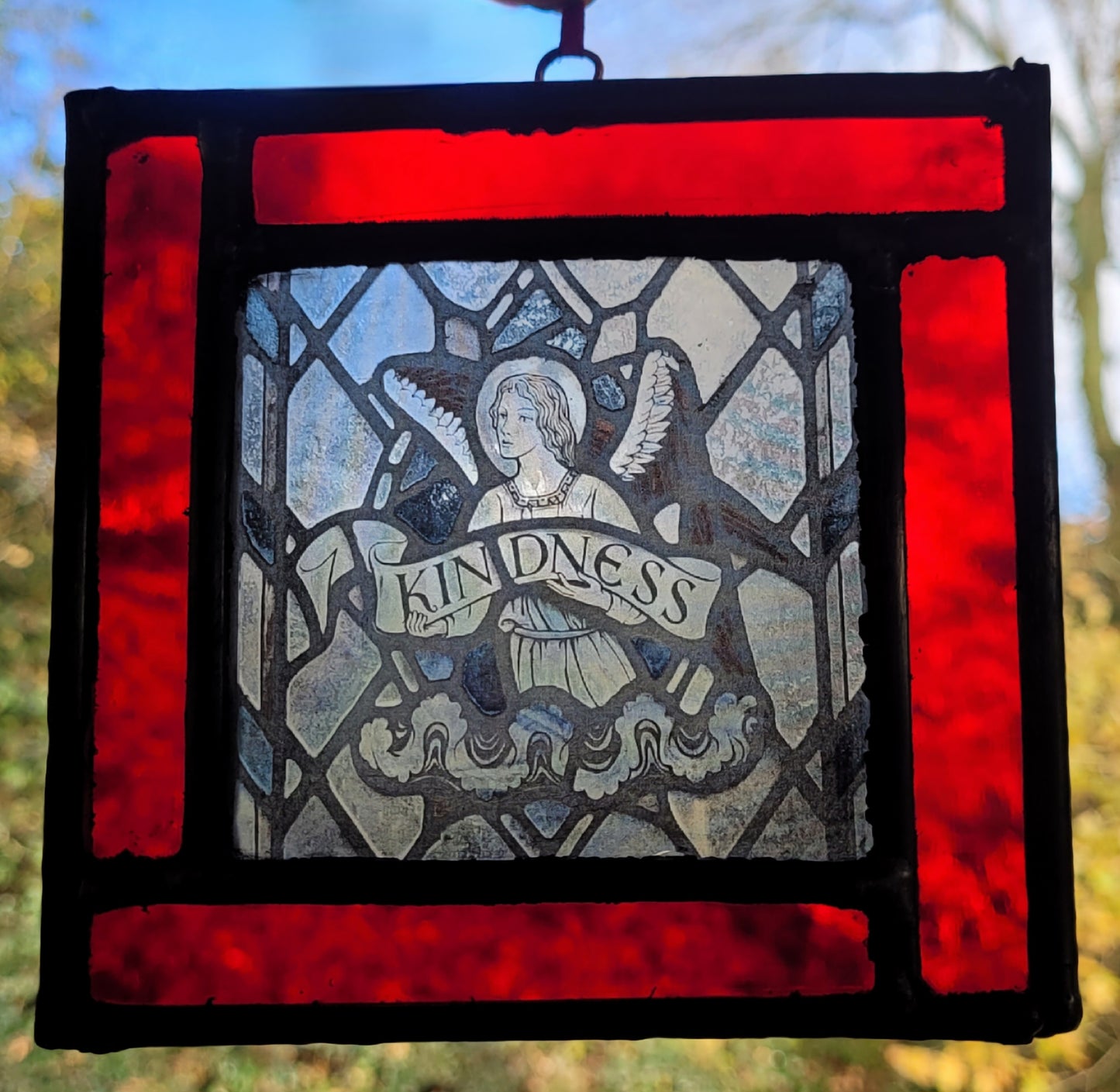 Angel Kindness stained glass panel