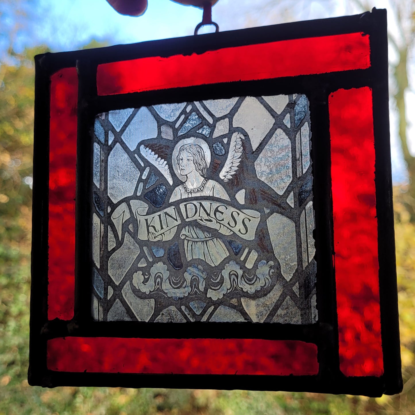 Angel Kindness stained glass panel