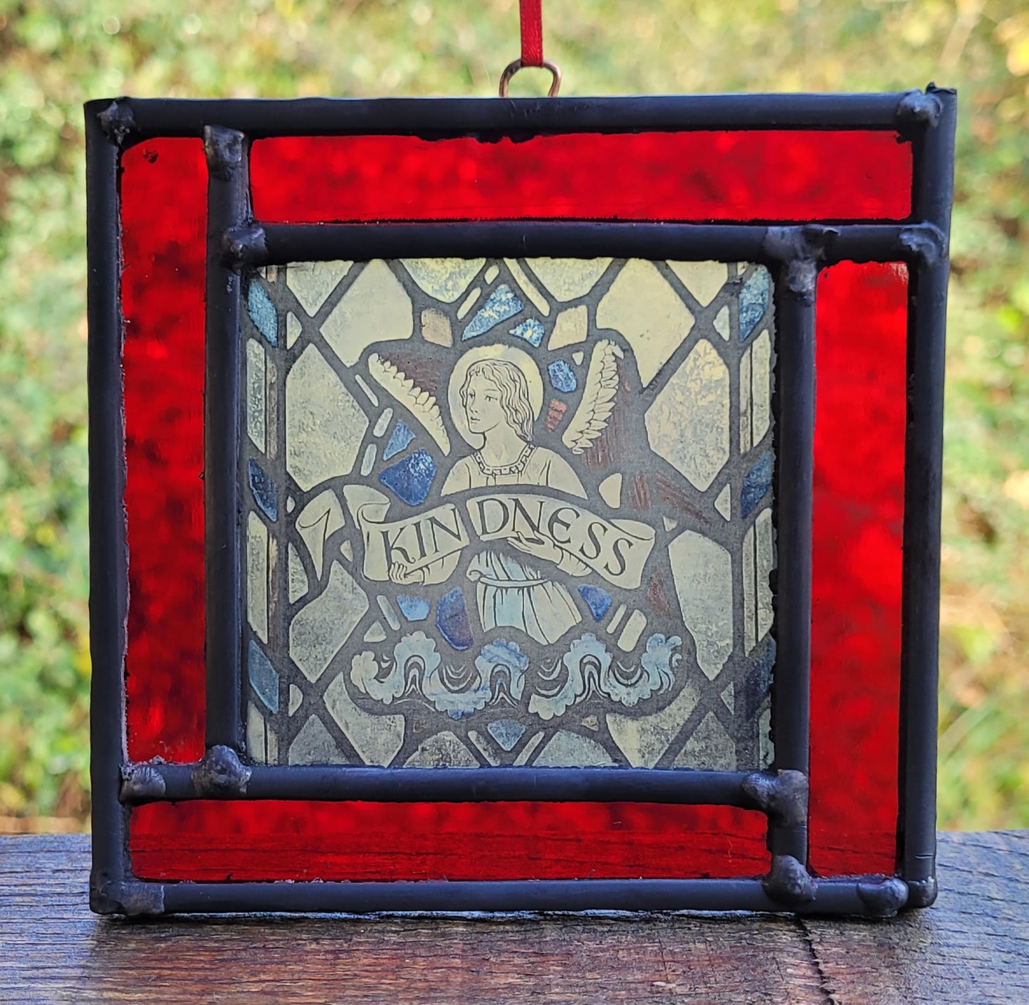 Angel Kindness stained glass panel