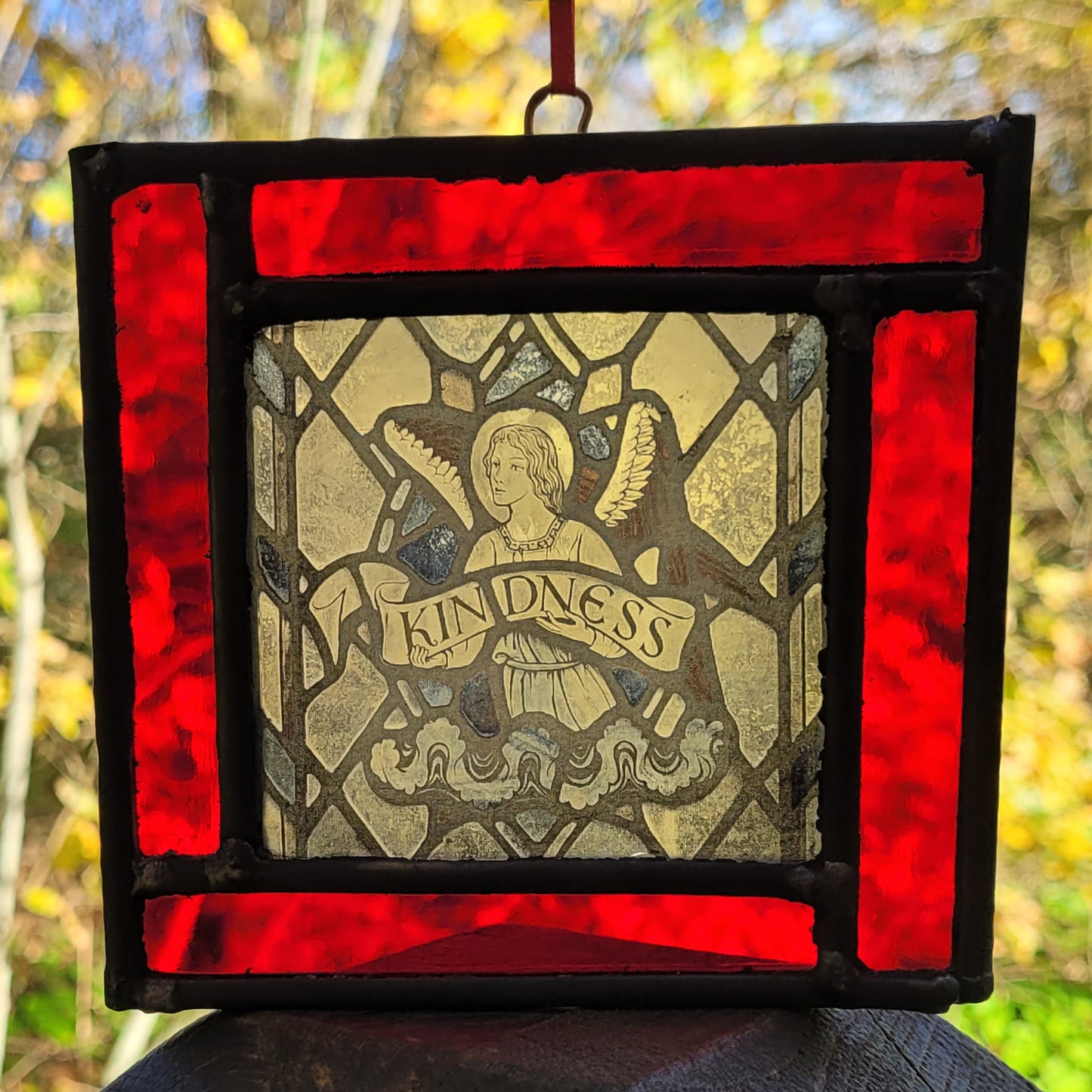 Angel Kindness stained glass panel