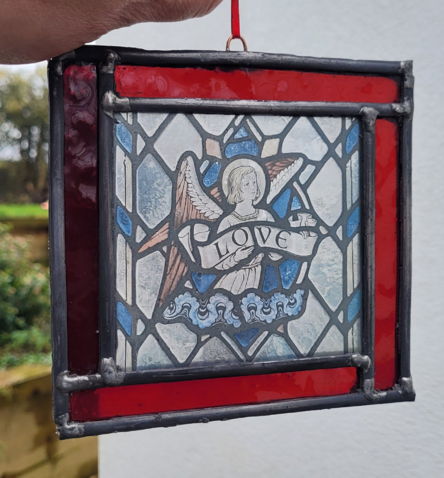 Angel Love stained glass panel
