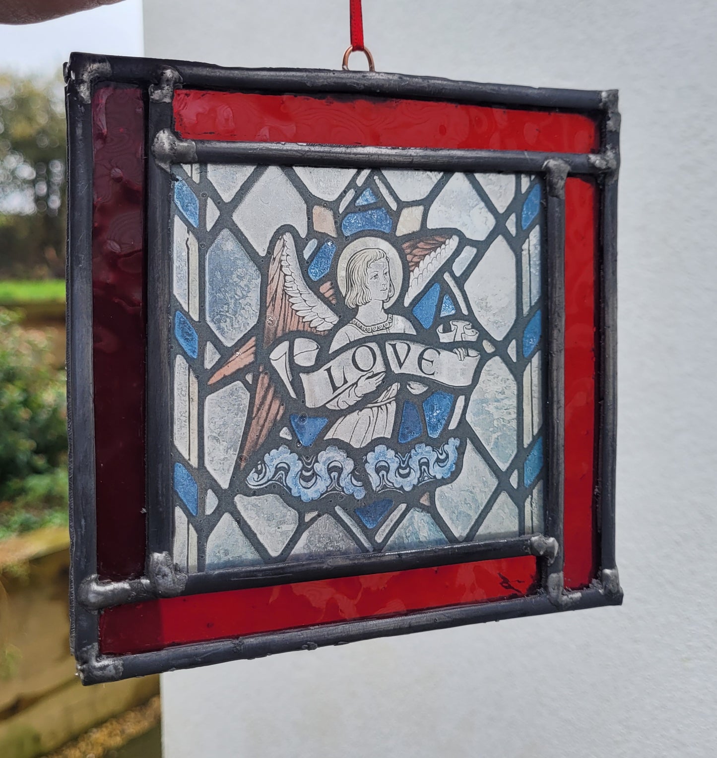 Angel Love stained glass panel