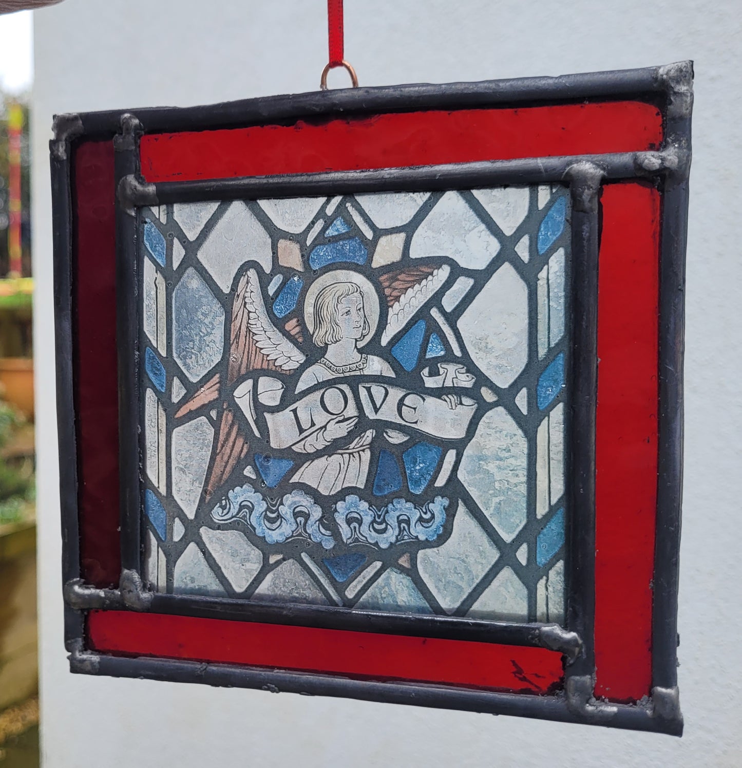 Angel Love stained glass panel