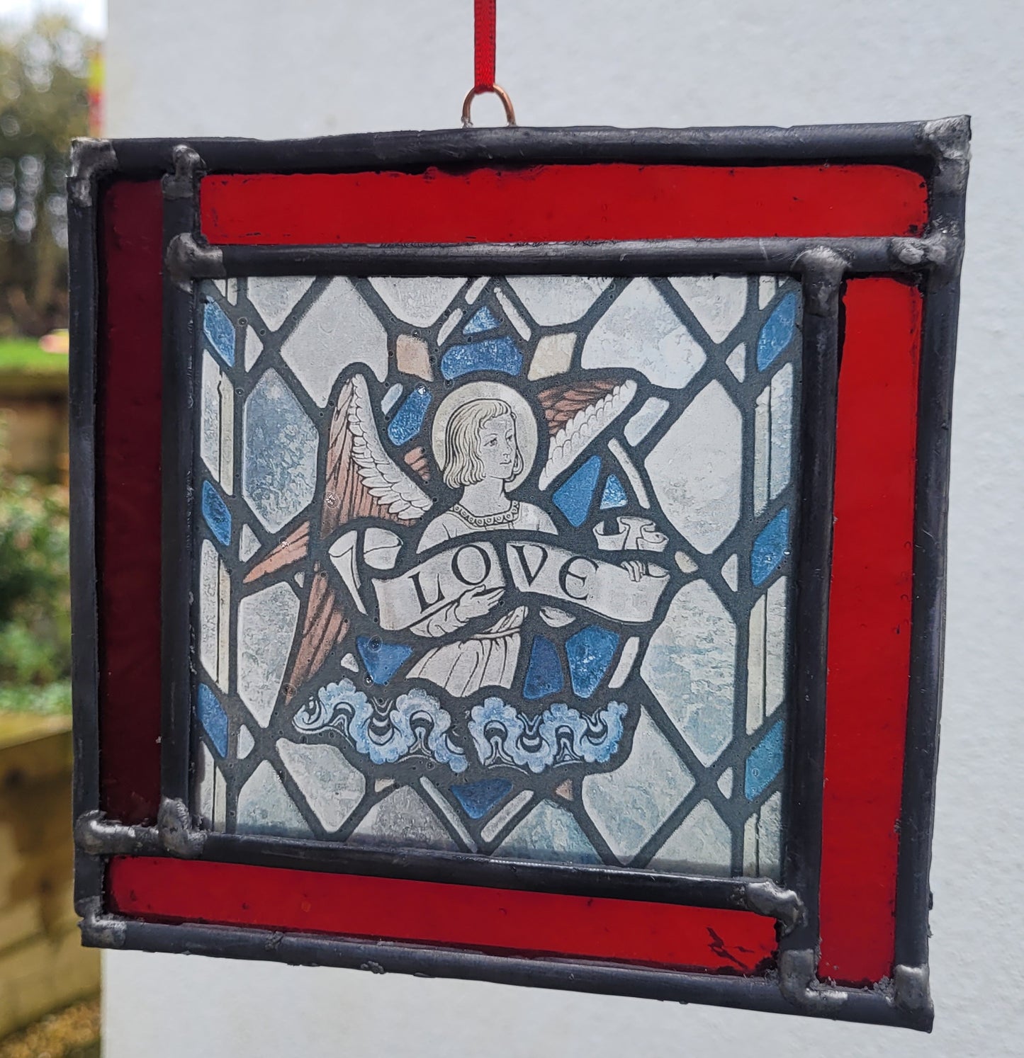 Angel Love stained glass panel