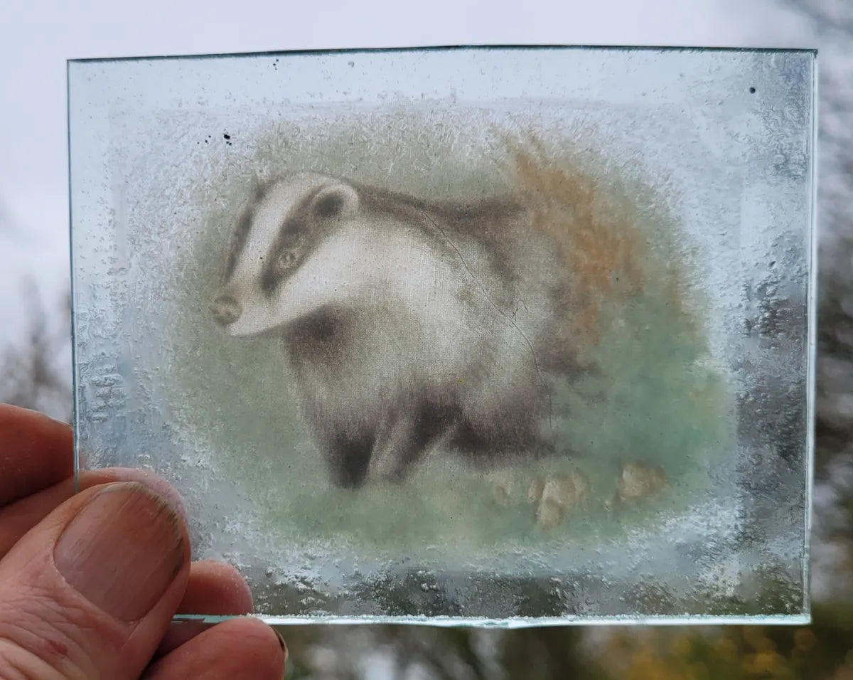 Badger kiln fired piece for stained glass