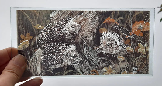 Hedgehogs kiln fired piece for stained glass