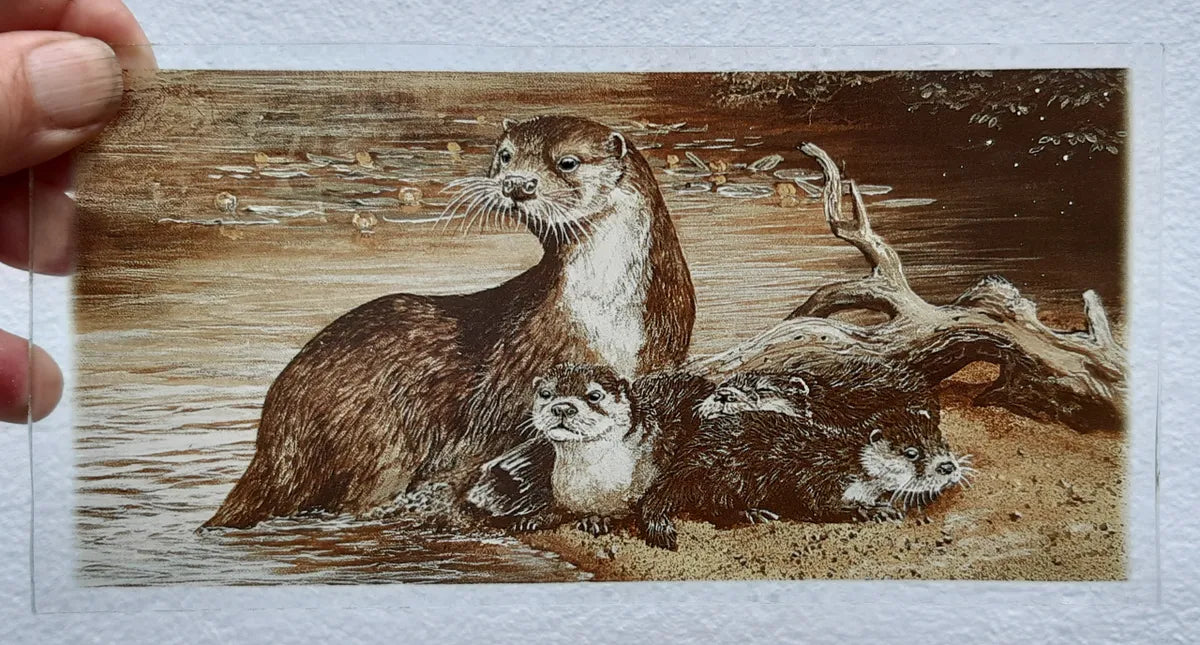 Otters kiln fired piece for stained glass