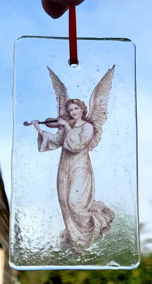 Angel Suncatcher Violin Archangel sun catcher stained glass