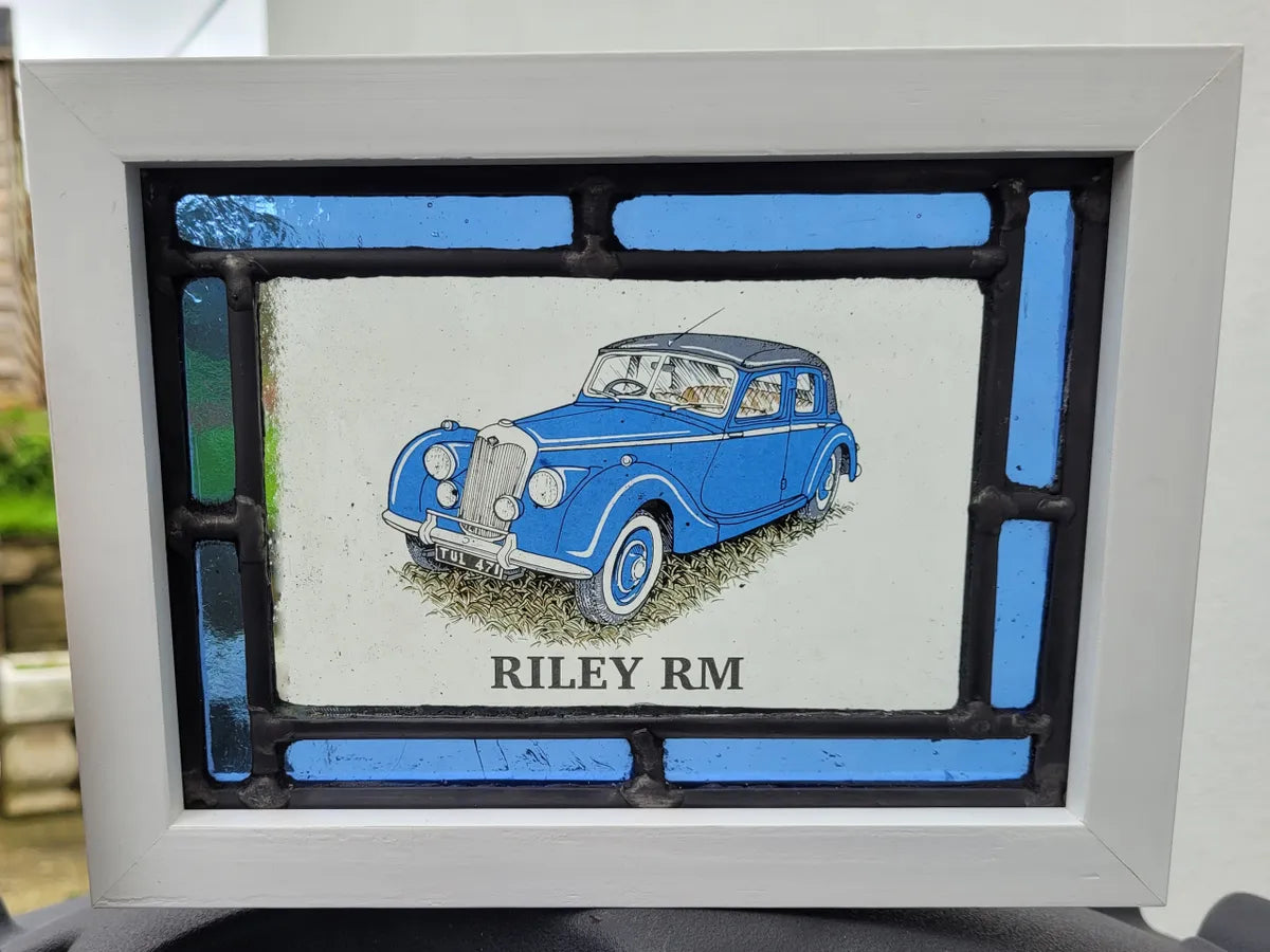 Riley RM Stained Glass panel framed - classic cars