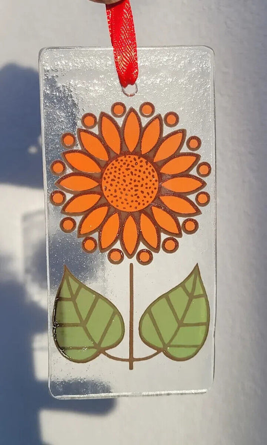 Flower retro Suncatcher orange sun catcher stained glass