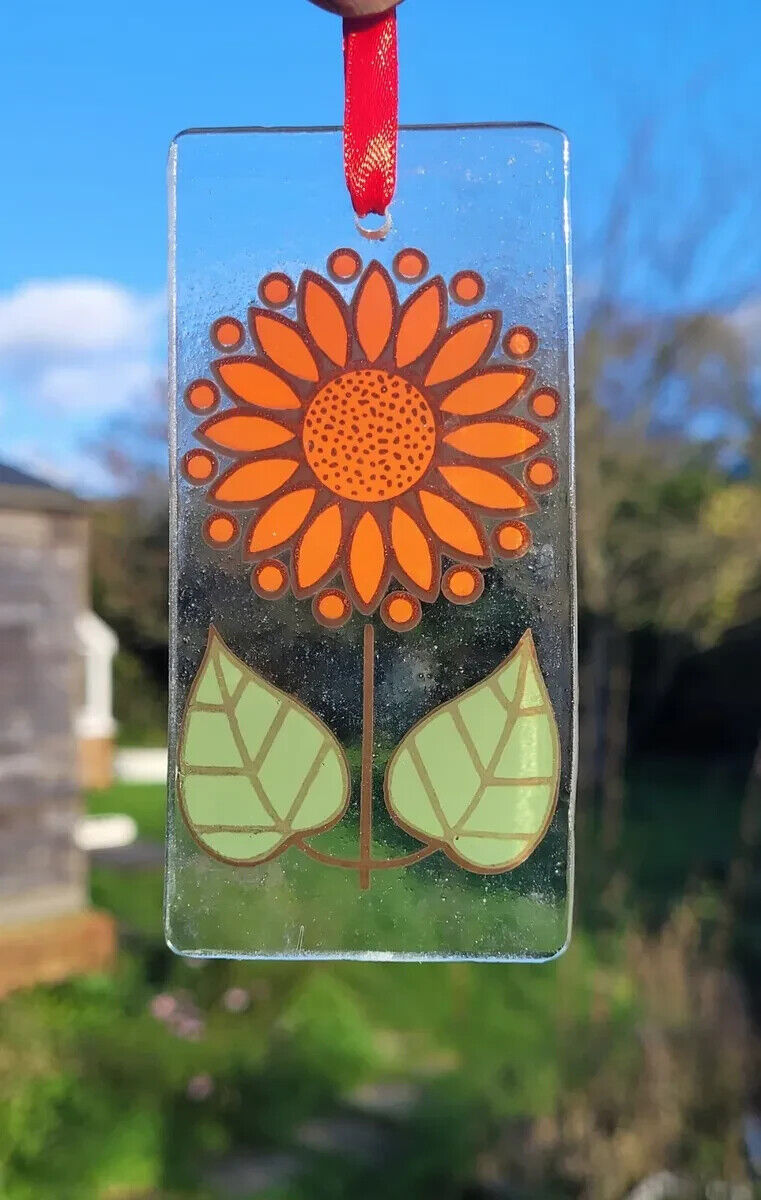 Flower retro Suncatcher orange sun catcher stained glass