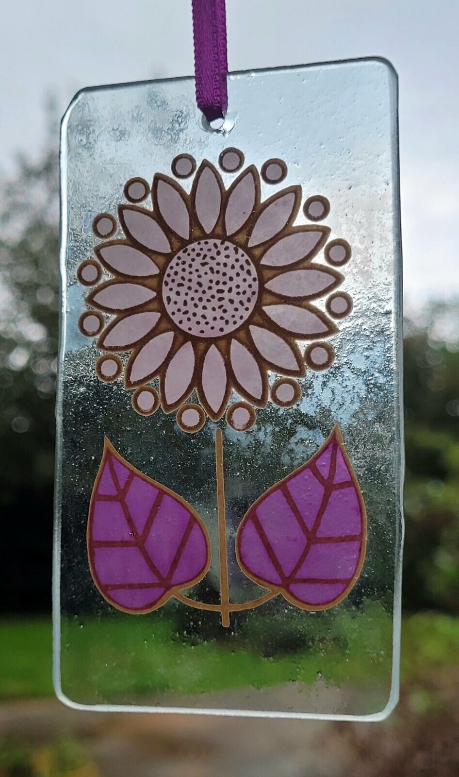 Flower retro Suncatcher lilac sun catcher stained glass