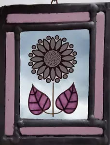 Flower retro amethyst stained glass panel